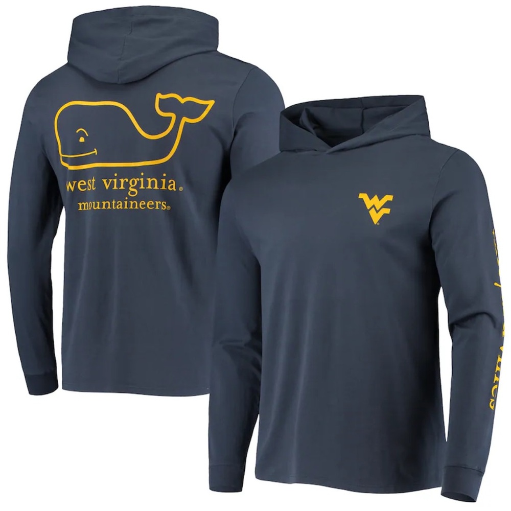 Vineyard Vines Navy Blue WV Mountaineers Campus 2.0 Long Sleeve Hoodie T-Shirt